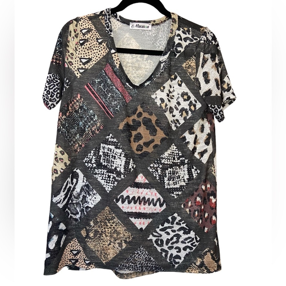 Macaron Animal Print Top